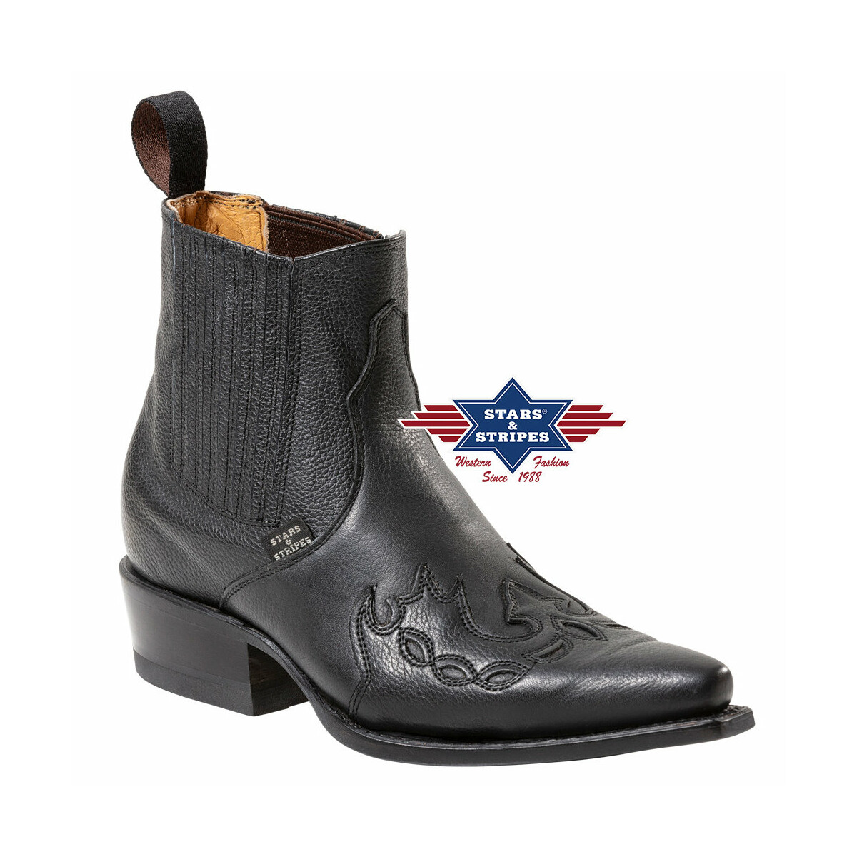 Schöner schwarzer Herren Westernstiefel, Cowboystiefel, Westernstiefelette 38 von Stars & Stripes