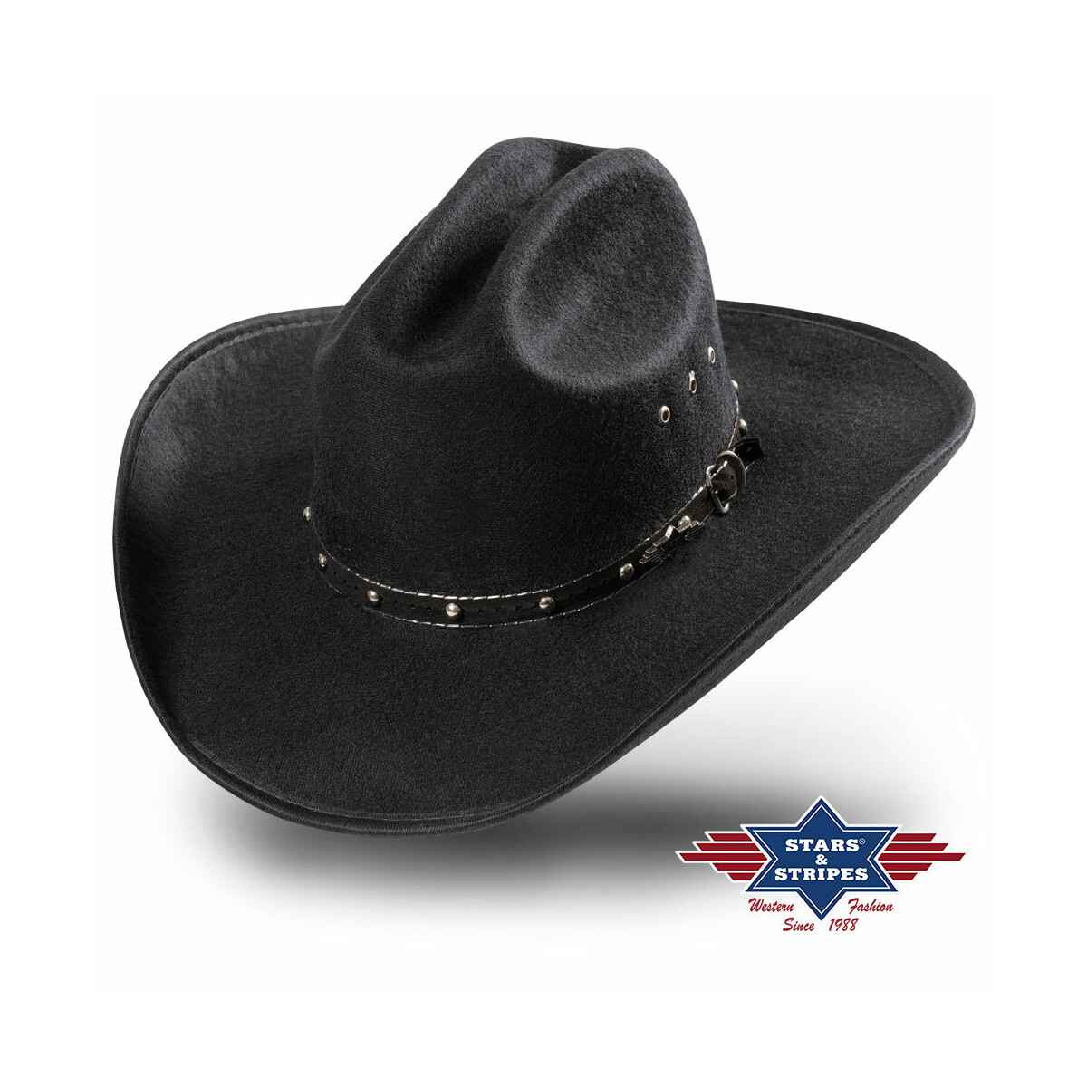 Schwarzer mexikanischer Fauxfelthut, Westernhut, Cowboyhut -Tucson- 61 von Stars & Stripes