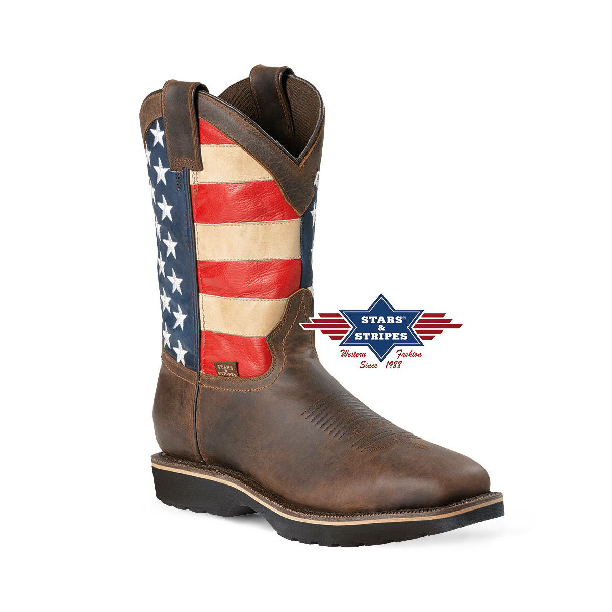 Stalltaugliche Western-Workerboots mit dekorativer US-Flagge 39 von Stars & Stripes