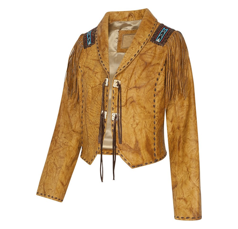 Stars & Stripes Lederjacke Westernjacke Azteca mit Fransen und Ethnoverzierung von Stars & Stripes