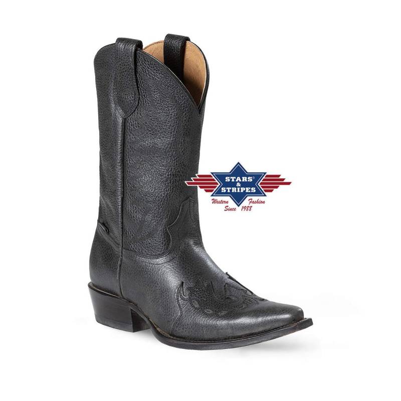 Unverwüstliche Westernstiefel aus hochwertigem Rindsleder, schwarz 44 von Stars & Stripes