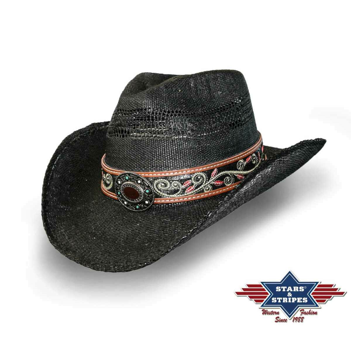 Western-Strohhut Cowboyhut -Brenda-, formstabil 55/56 von Stars & Stripes