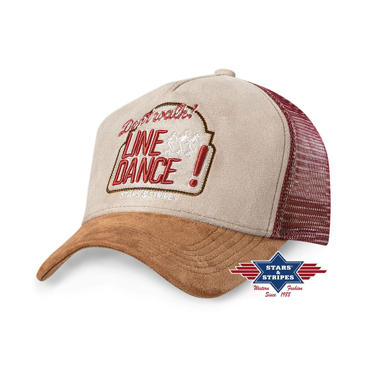 Western Trucker Cap LINE DANCE, Baseball Cap - bordeaux von Stars & Stripes