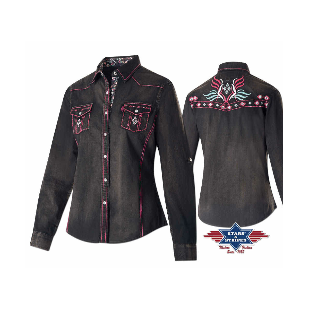 Westernbluse Hope" mit leichter Waschung M" von Stars & Stripes