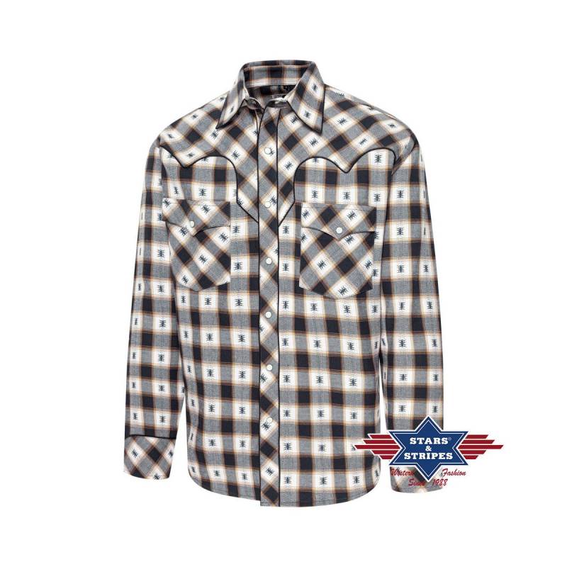 Westernhemd mit markantem Karomuster in gedeckten Farbtönen M von Stars & Stripes