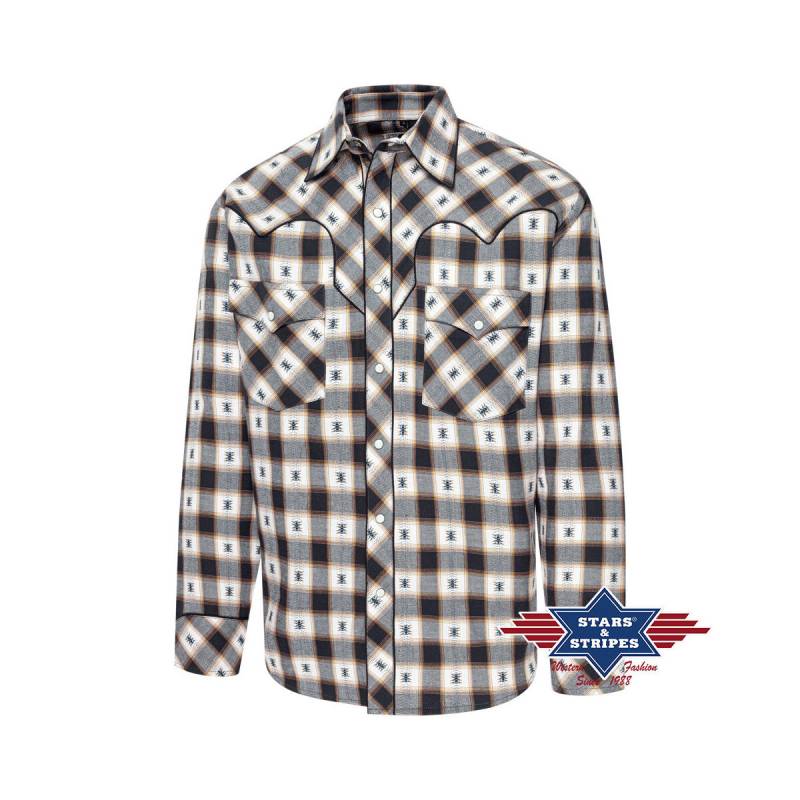 Westernhemd mit markantem Karomuster in gedeckten Farbtönen von Stars & Stripes