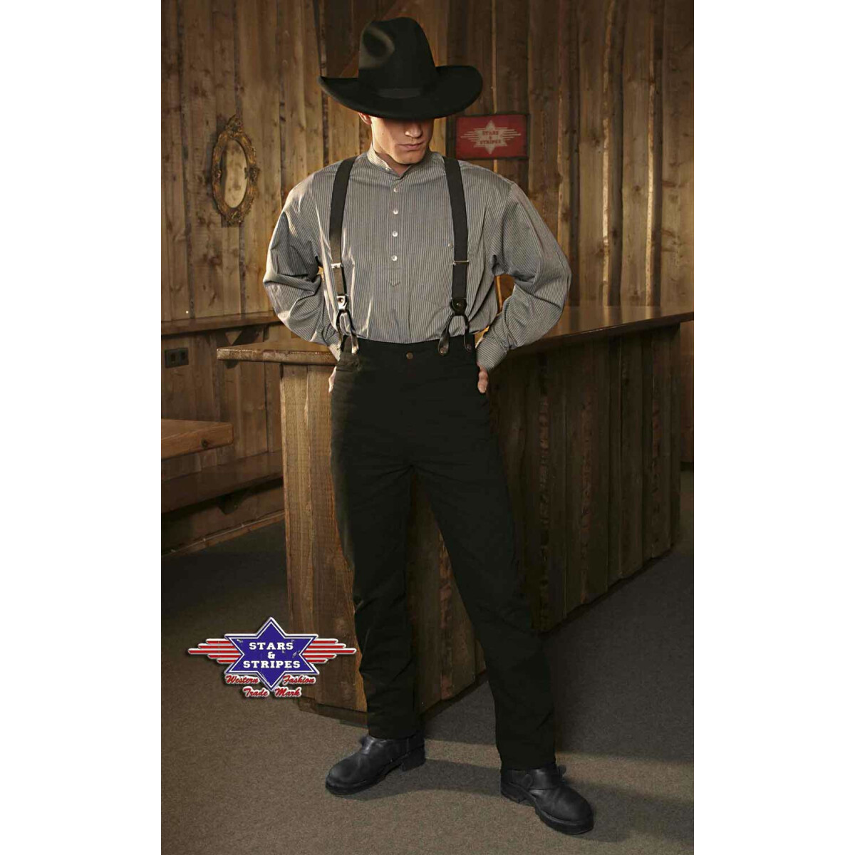 Westernhose Old Style Hose Cowboy Line Dance, schwarz Stars&Stripes 32 von Stars & Stripes
