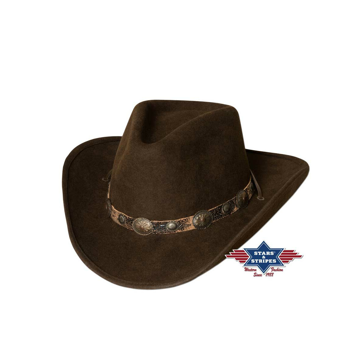 Westernhut Cowboyhut -EL DORADO- 100% Wollfilz formbare Krempe 54 von Stars & Stripes