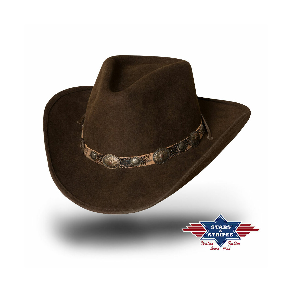 Westernhut Cowboyhut -EL DORADO- 100% Wollfilz formbare Krempe 55 von Stars & Stripes