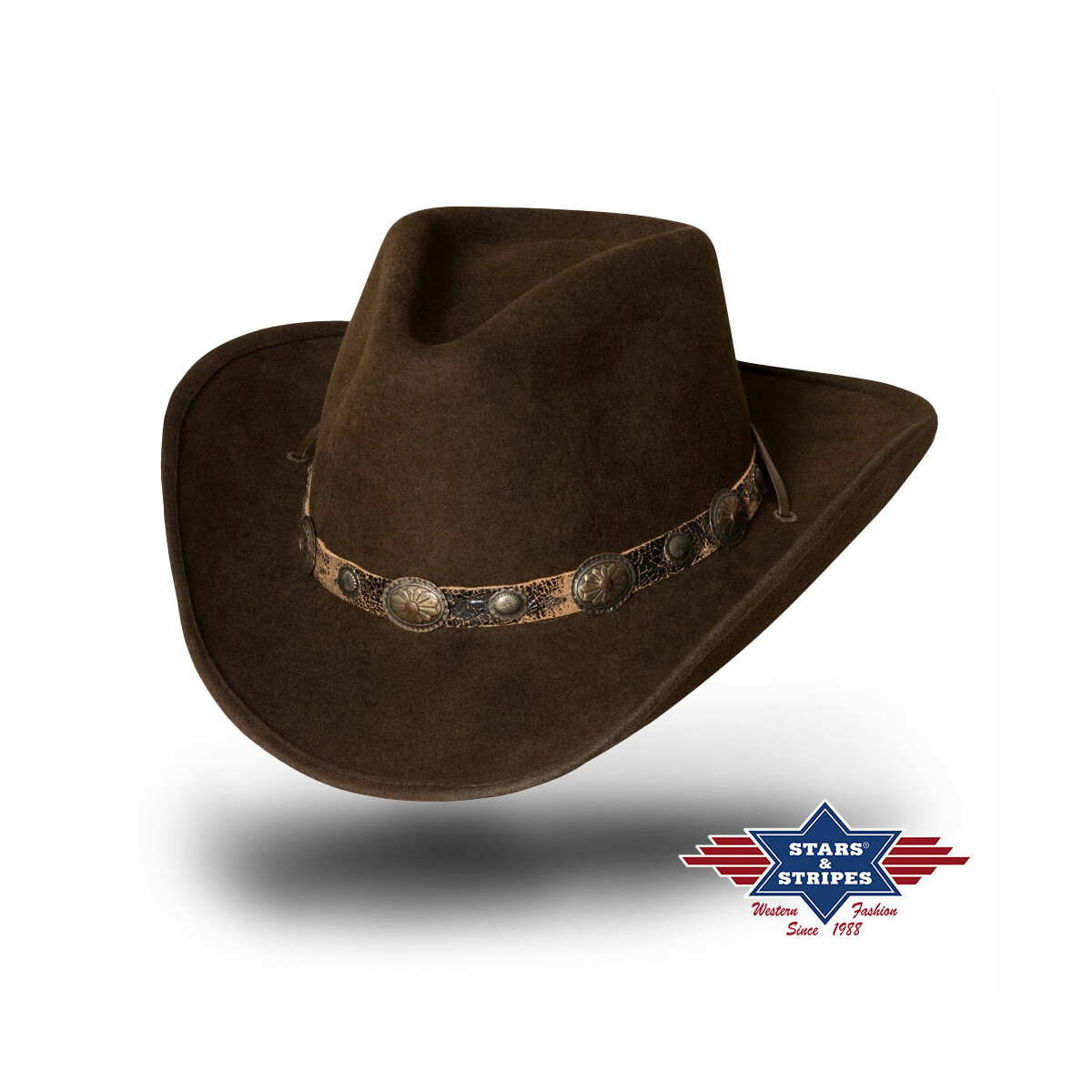 Westernhut Cowboyhut -EL DORADO- 100% Wollfilz formbare Krempe 59 von Stars & Stripes