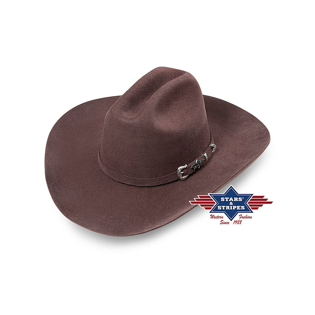 Westernhut Filzhut -Houston-, brown von Stars & Stripes