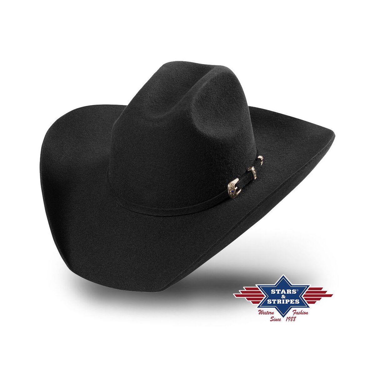 Westernhut Wollfilzhut -Wyoming- Hutband mit Schnalle, Farbe schwarz 55 von Stars & Stripes