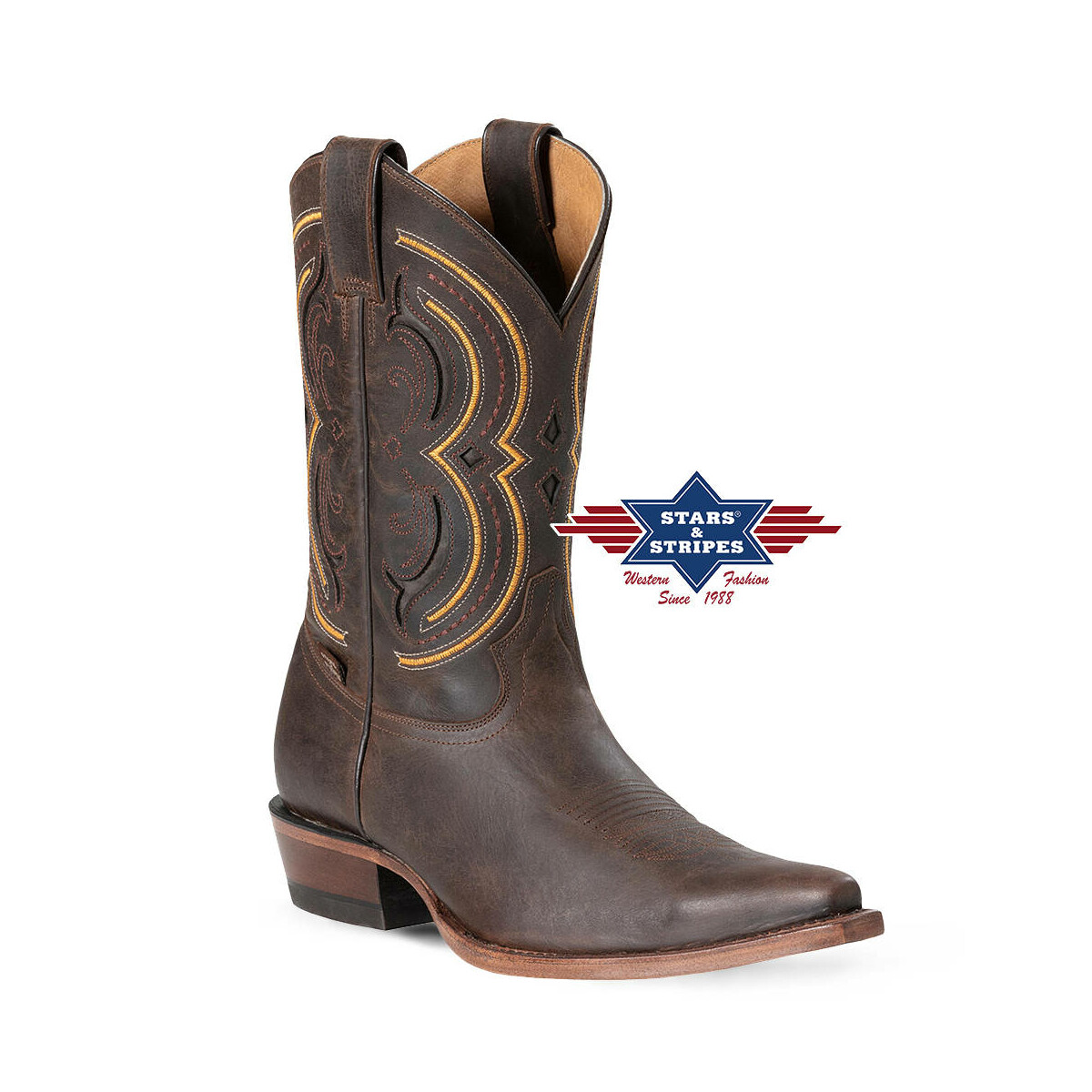 Westernstiefel WB-58 aus hochwertigem Leder mit aufwendiger Stickerei 37 von Stars & Stripes