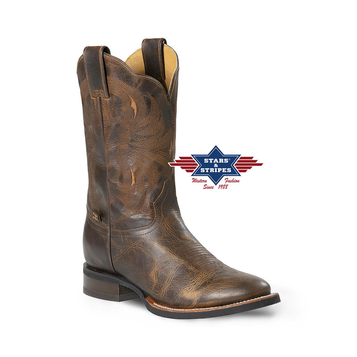 Westernstiefel WB-59 aus hochwertigem Leder mit aufwendiger Stickerei 39 von Stars & Stripes