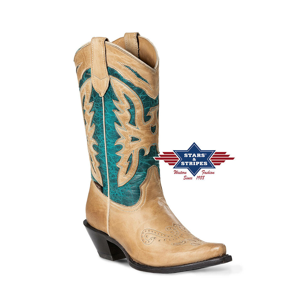 Zweifarbige Damen-Westernboots aus hochwertigem Leder 37 von Stars & Stripes