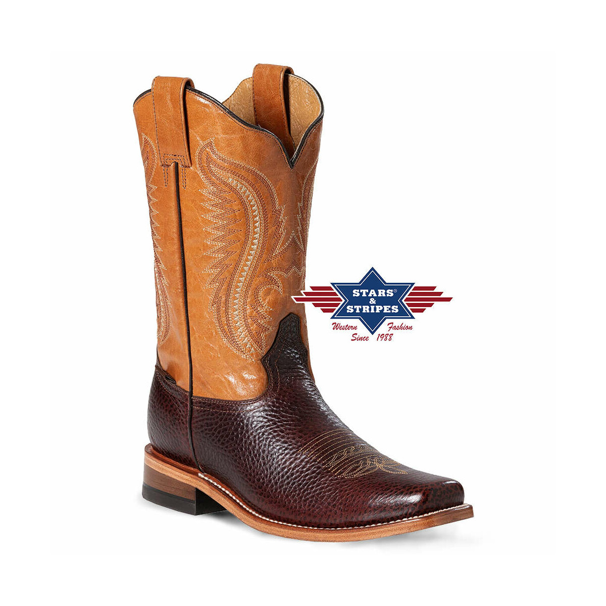 Zweifarbige Westernboots aus hochwertigem Leder - bestickt 41 von Stars & Stripes