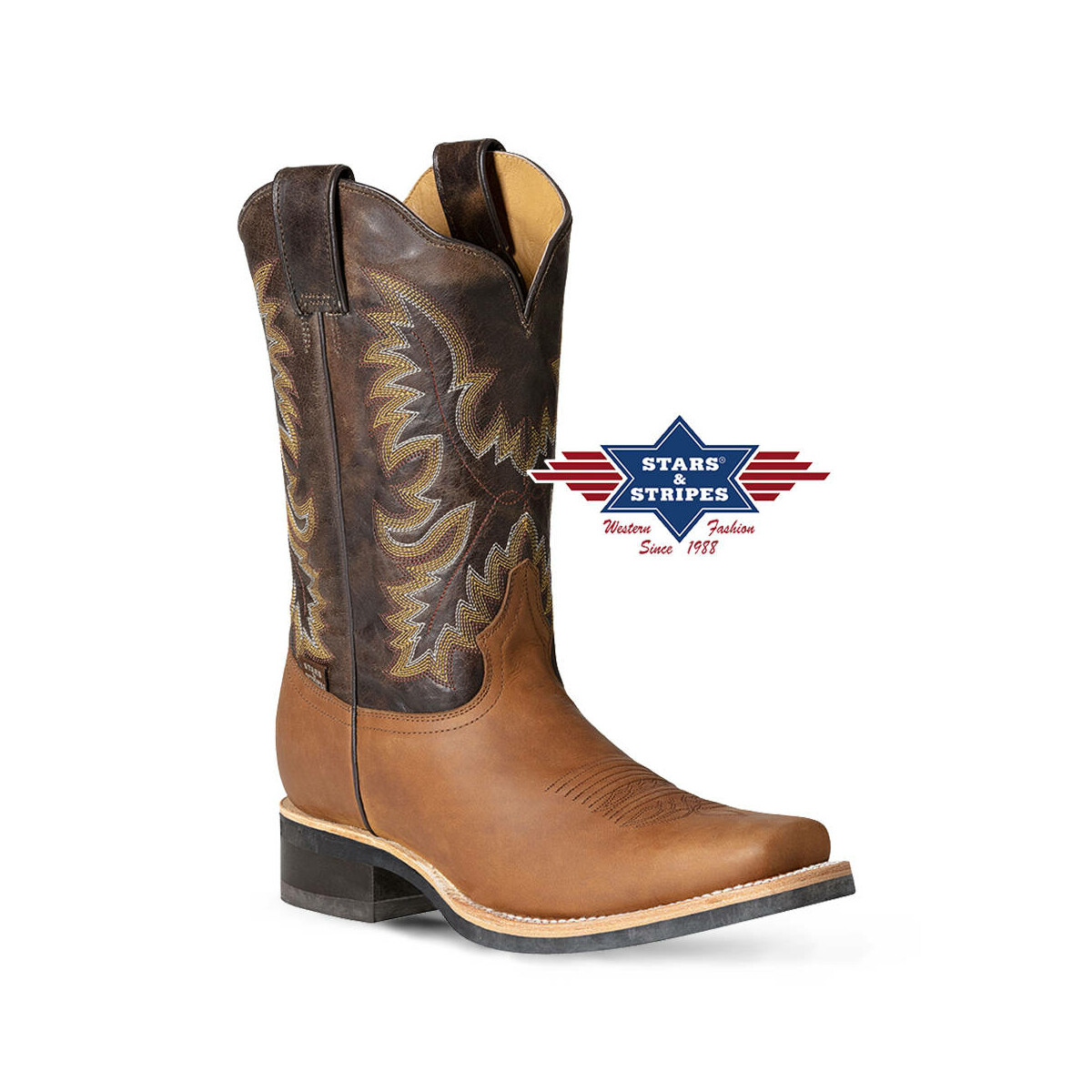 Zweifarbige Westernstiefel mit aufwendigen Stickereien 39 von Stars & Stripes