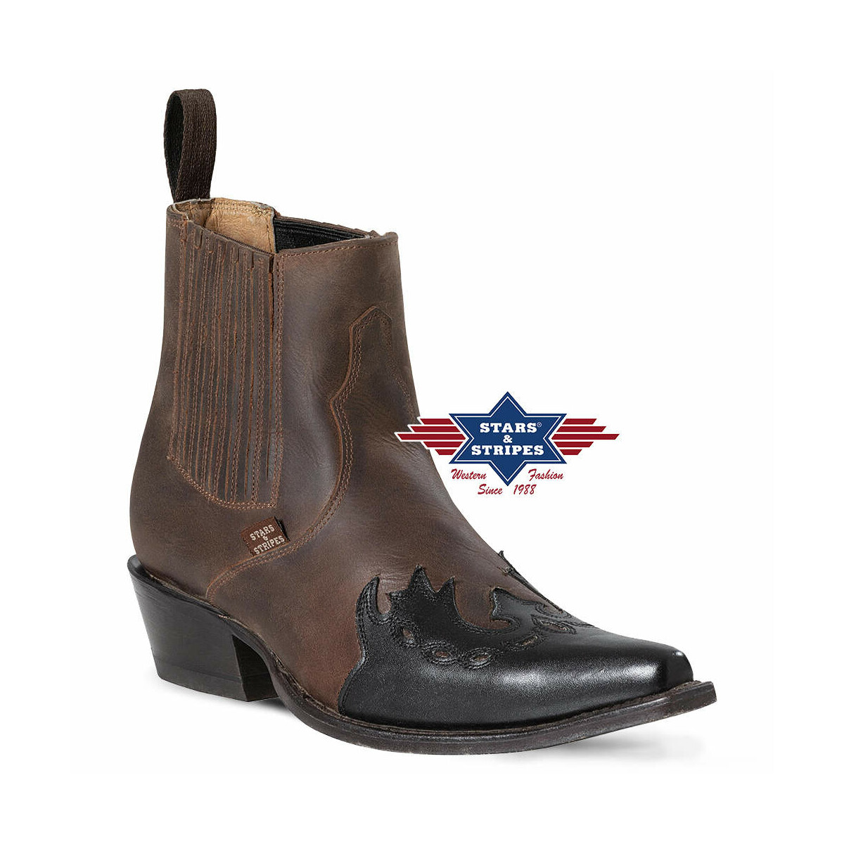 Zweifarbige Westernstiefelette aus hochwertigem Rindsleder 37 von Stars & Stripes