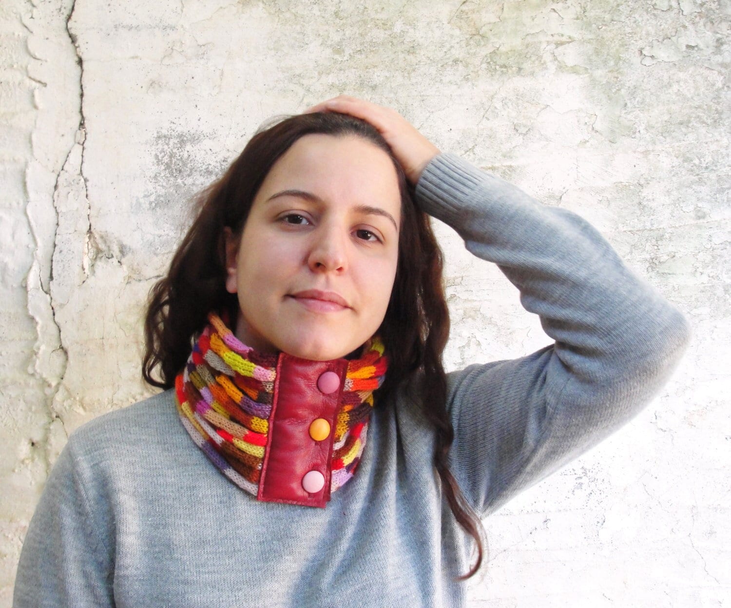 Color Stripes Cowl Leder Und Wolle Luxuriöses Accessoire von StarsWear