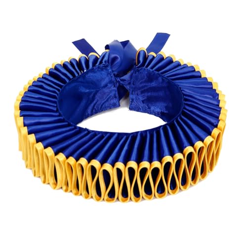 Renaissance-Rüschenkragen für Damen, elisabethanisches viktorianisches Rüschen-Accessoire, Gothic-Cosplay-Kostüm, Halloween, Party-Requisite, Blau-Gelb, 1 Count (Pack of 1) von Starsouce