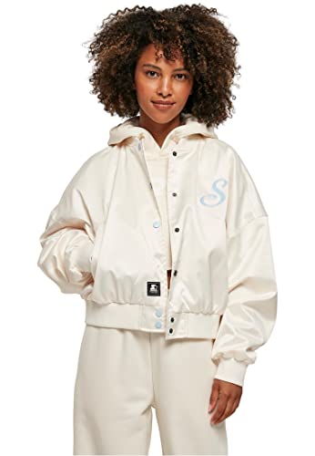 STARTER BLACK LABEL Damen Collegejacke Ladies Starter Satin College Jacket, Farbe palewhite, Größe L von STARTER BLACK LABEL