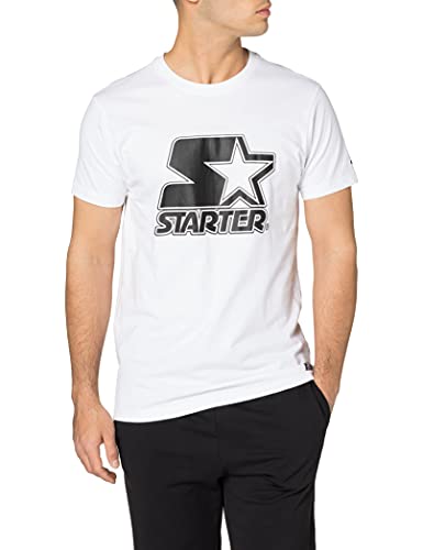 STARTER BLACK LABEL Herren Contrast Logo Jersey T-Shirt, Weiß, M EU von STARTER BLACK LABEL