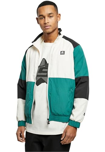 STARTER BLACK LABEL Herren Jacke Starter Color Block Retro Jacket palewhite/darkfreshgreen/black L von STARTER BLACK LABEL