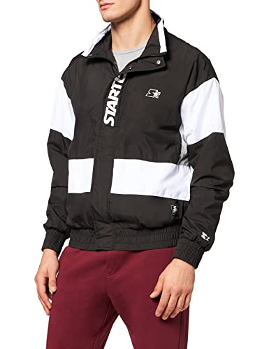 STARTER BLACK LABEL Herren Starter Retro Track Jacket Black/White, S von STARTER BLACK LABEL