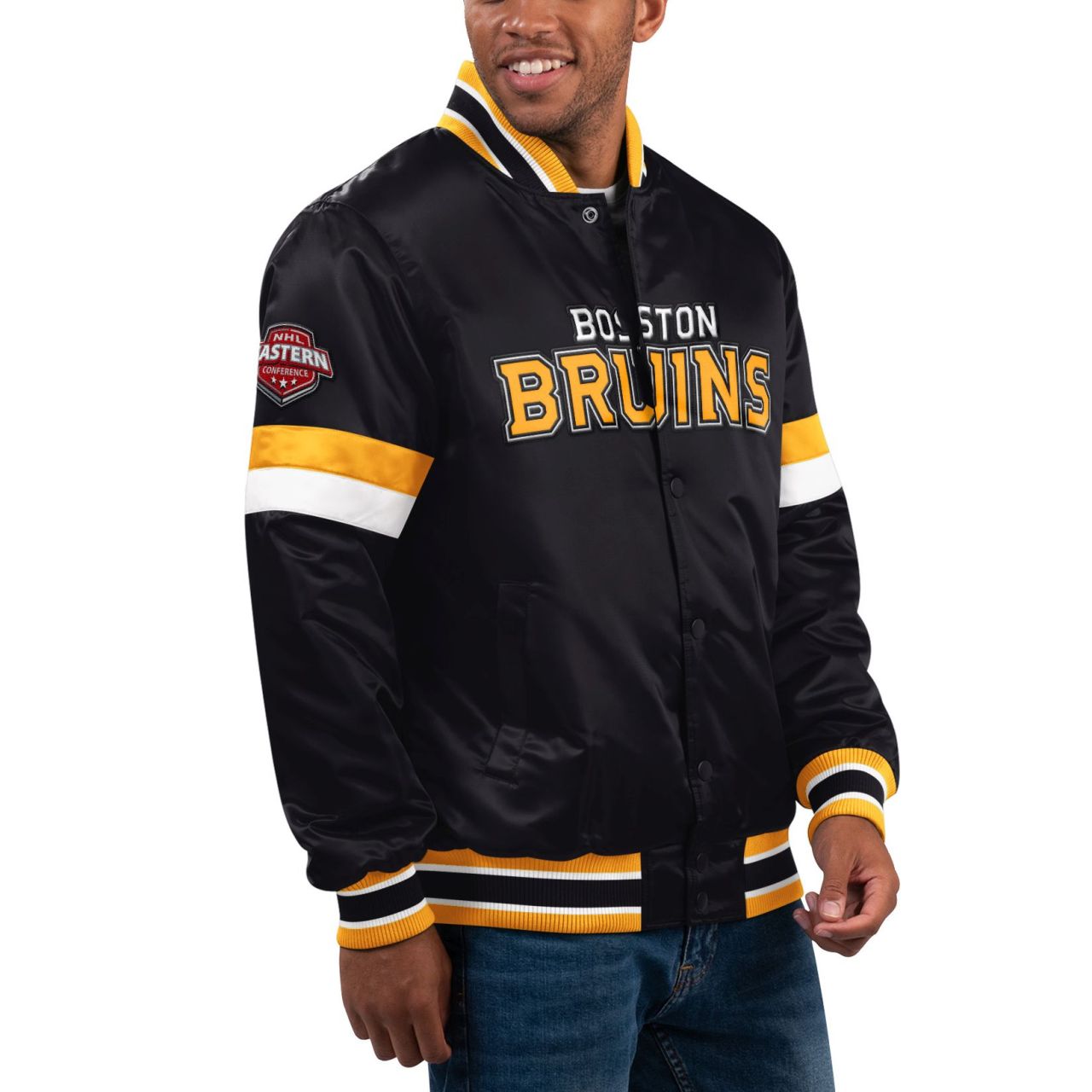 STARTER NHL Boston Bruins HOMEGAME Varsity Satin Jacke von Starter