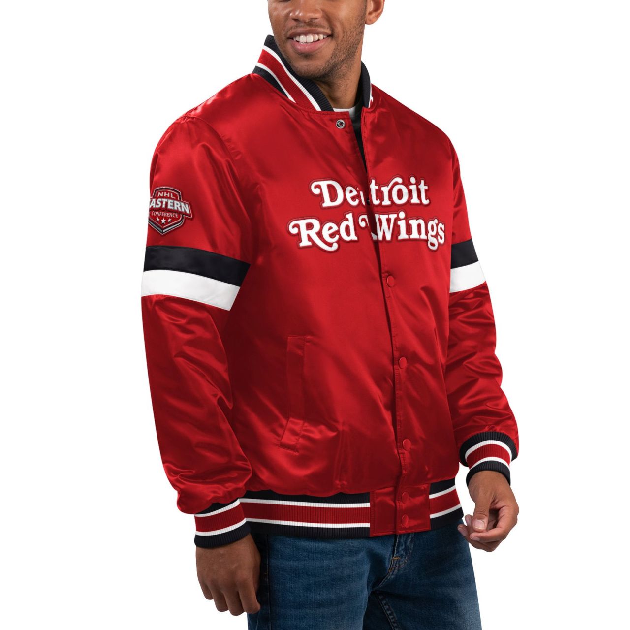 STARTER NHL Detroit Red Wings HOMEGAME Varsity Satin Jacke von Starter