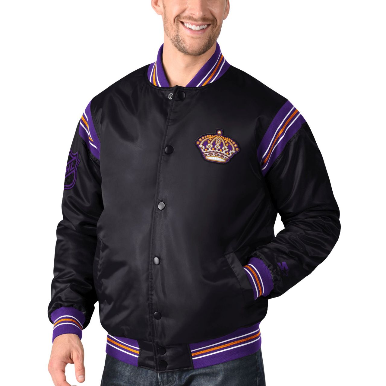 STARTER NHL Los Angeles Kings ENFORCER Varsity Satin Jacke von Starter