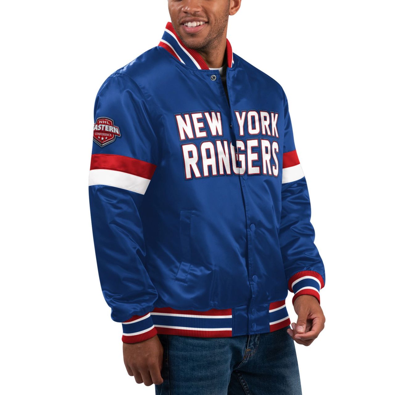 STARTER NHL New York Rangers HOMEGAME Varsity Satin Jacke von Starter