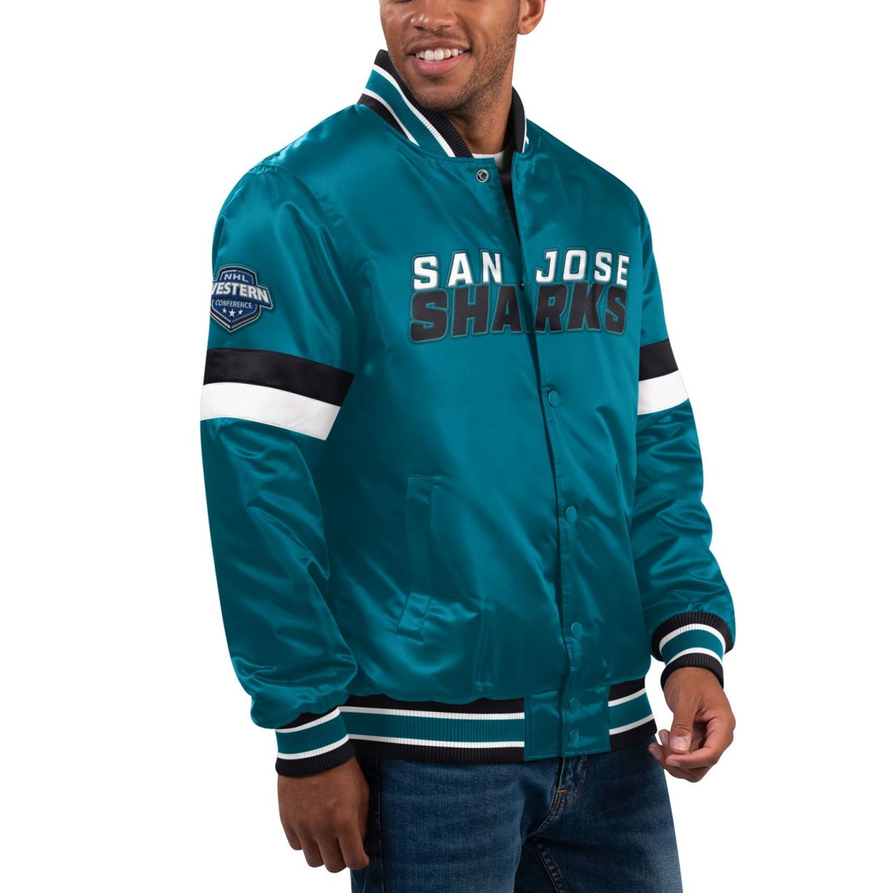 STARTER NHL San Jose Sharks HOMEGAME Varsity Satin Jacke von Starter