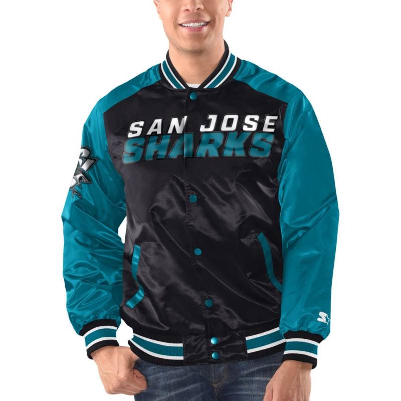 STARTER NHL San Jose Sharks RENEGADE Varsity Satin Jacke von Starter