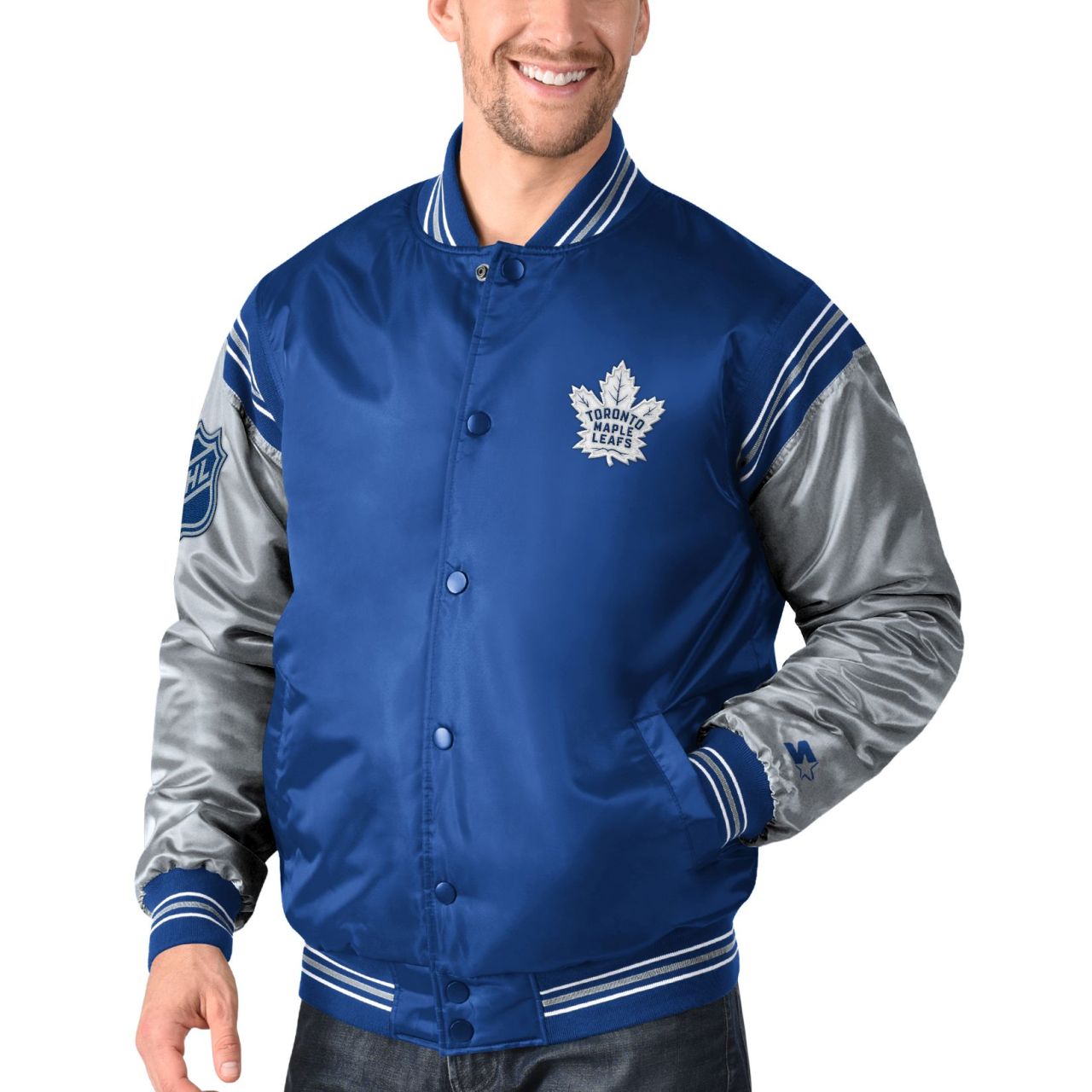 STARTER NHL Toronto Maple Leafs ENFORCER Varsity Satin Jacke von Starter