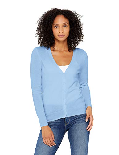 State Cashmere Damen Strickjacke 100% reines Kaschmir Knopfleiste Langarm Pullover mit V-Ausschnitt (S, Baby blau) von State Cashmere