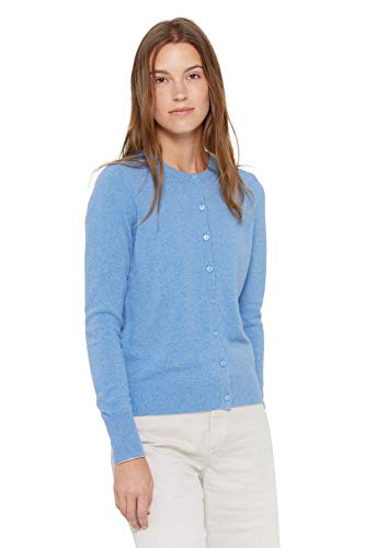 State Cashmere Damen Strickjacke 100% reines Kaschmir Knopfleiste Langarm Rundhalspullover (S, Baby blau) von State Cashmere