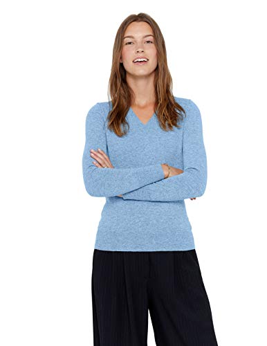 State Cashmere Damen Strickpullover 100% reines Kaschmir Feinstrick Langarm Pullover Mit V-Ausschnitt (X-L, Baby blau) von State Cashmere