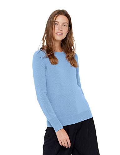 State Cashmere Damen Strickpullover 100% reines Kaschmir Feinstrick Langarm Pullover mit Rundhalsausschnitt (L, Baby blau) von State Cashmere