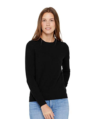 State Cashmere Damen Strickpullover 100% reines Kaschmir Feinstrick Langarm Pullover mit Rundhalsausschnitt (M, Schwarz) von State Cashmere