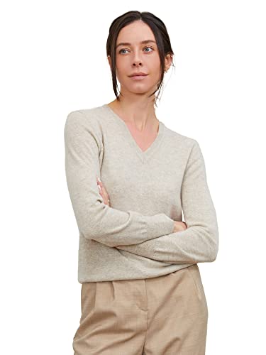 State Cashmere Essential V-Neck Pullover 100% Reiner Kaschmir Langarm Pullover für Damen (Winter Twig, Medium) von State Cashmere