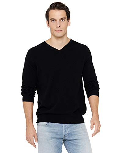 State Cashmere Herren V-Ausschnitt Strickpullover 100% reines Kaschmir Feinstrick Langarm Pullover (X-Large, Schwarz) von State Cashmere