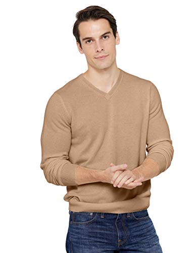 State Cashmere Herren V-Ausschnitt Strickpullover 100% reines Kaschmir Feinstrick Langarm Pullover (XX-Large, Kamel) von State Cashmere