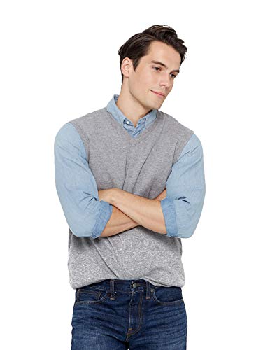 State Cashmere Herren V-Ausschnitt Strickweste Einfarbig 100% reines Kaschmir Feinstrick Ärmellose Pulli (X-Large, Grau meliert) von State Cashmere