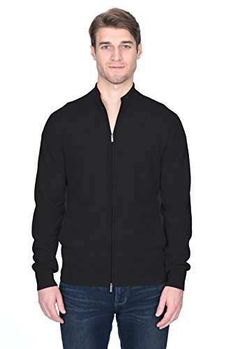 State Fusio Herren Strickjacke Kaschmir-Merinowolle Pullover mit Durchgehendem Reißverschluss und Stehkragen Feinstrick Langärmliger Pulli von State Fusio