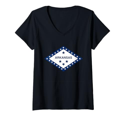 Damen Official State Flag of Arkansas T-Shirt mit V-Ausschnitt von State of Arkansas, Home of the Proud Arkie