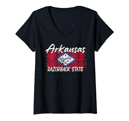 Damen Lustiger Arkansas Razorback State T-Shirt mit V-Ausschnitt Damen Lustiger Arkansas Razorback State T-Shirt mit V-Ausschnitt von State of Arkansas Funny Slogan