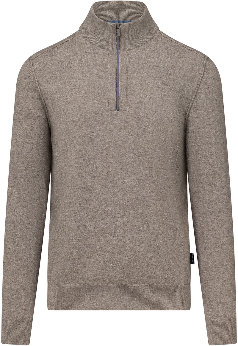 State Of Art Half Zip Pullover Wool Blend Melange Taupe - Größe 3XL von State of Art