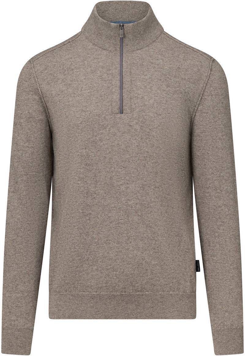 State Of Art Half Zip Pullover Wool Blend Melange Taupe - Größe L von State of Art