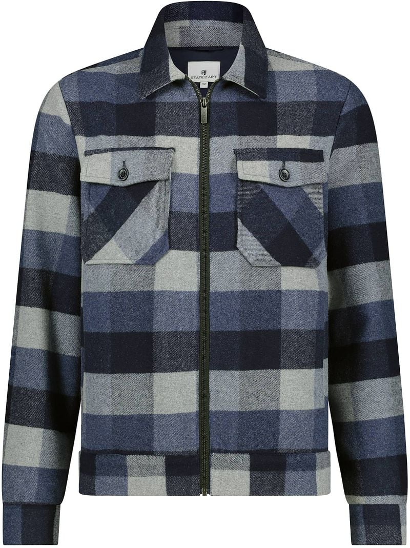 State Of Art Overshirt Wool Mix Kariert Dunkelblau - Größe XL von State of Art